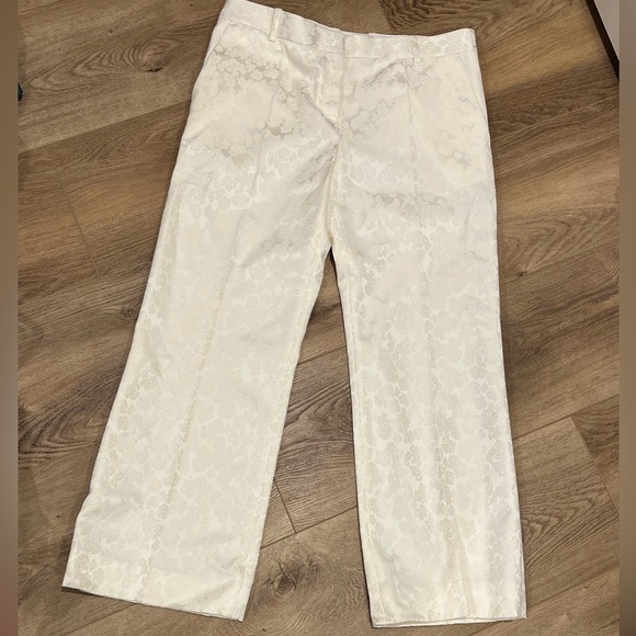 CELINE WHITE ON WHITE CREAM FLORAL TROUSERS SIZE 40 womens 8 - Picture 3 of 11